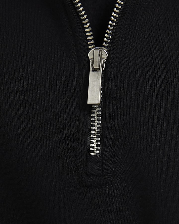 Black Regular Fit Funnel Neck Sweatshirt