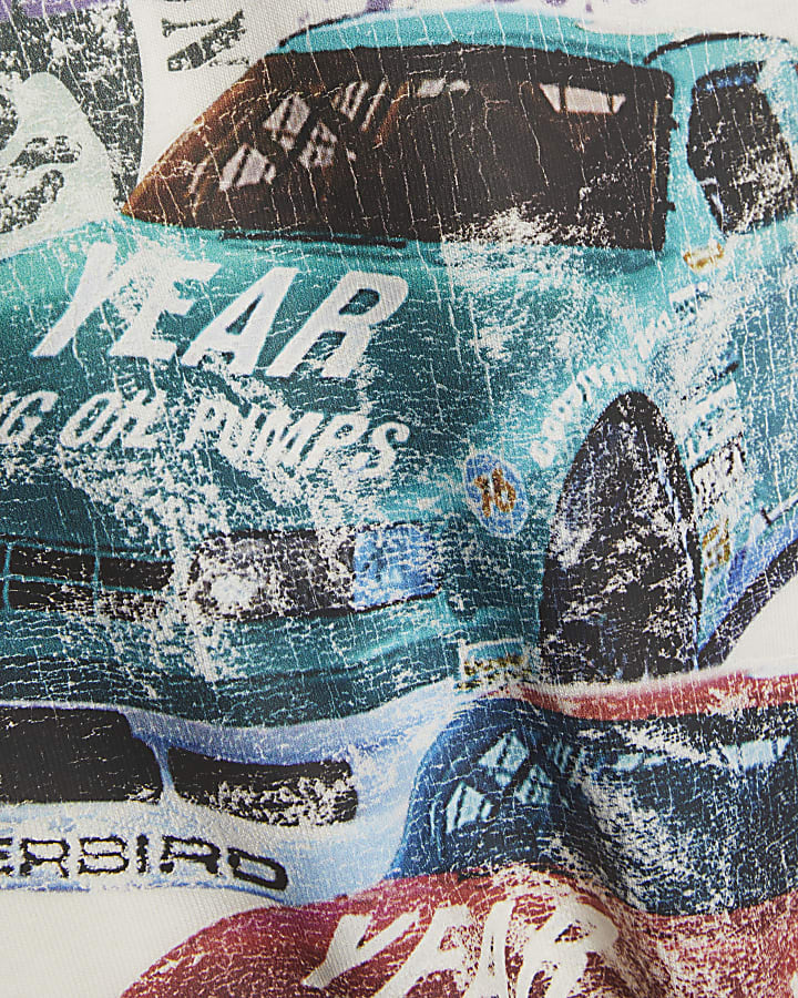 White Year Zero Oversized Car Graphic T-Shirt