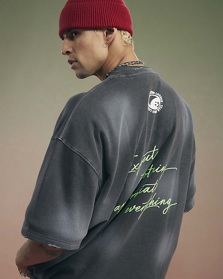 Black Year Zero Oversized Graphic T-Shirt