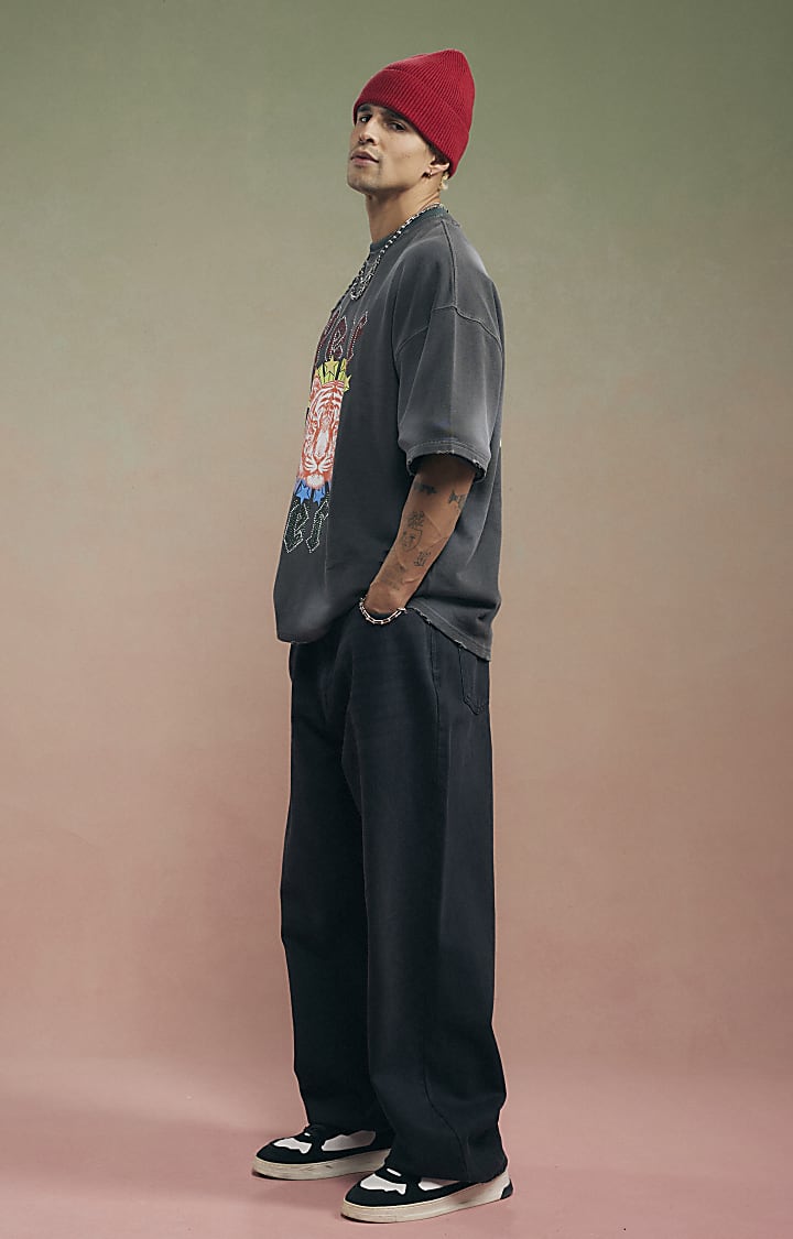 Black Year Zero Oversized Graphic T-Shirt