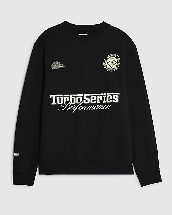 Black Regular Fit Turbo Series Car Sweatshirt
