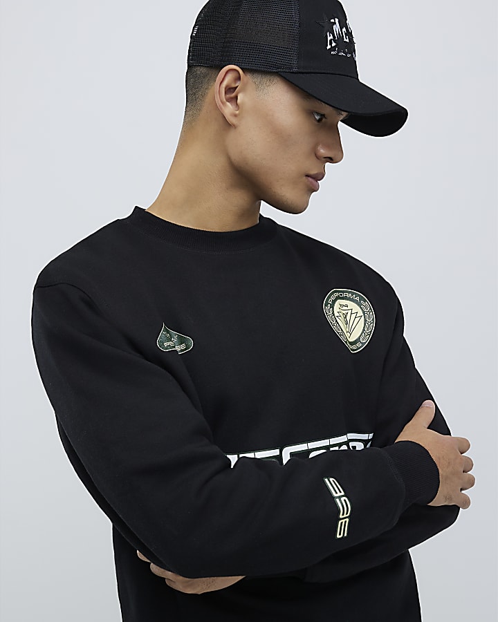 Black Regular Fit Turbo Series Car Sweatshirt