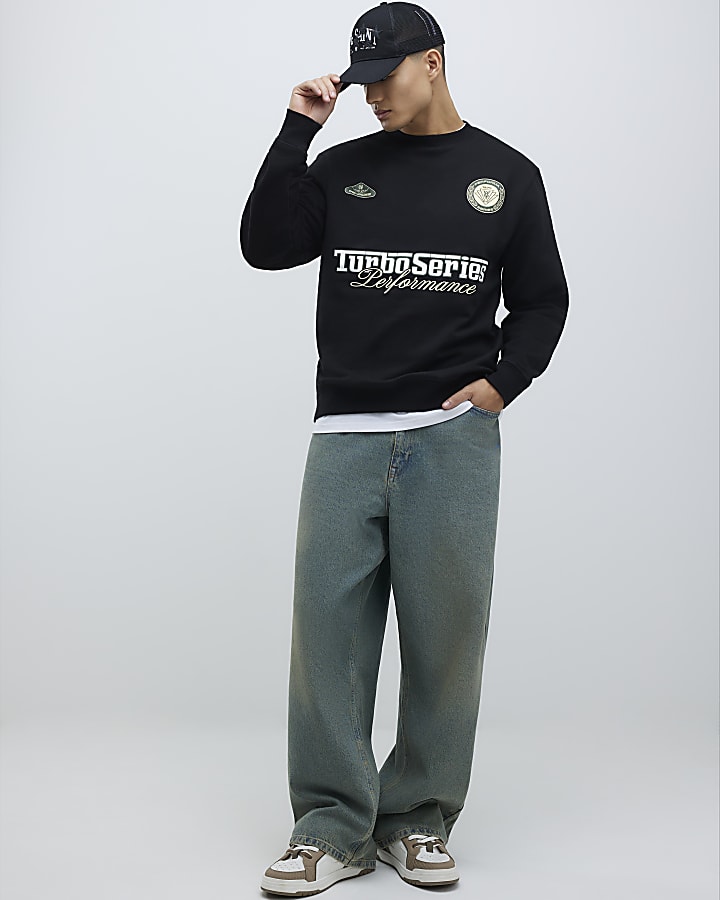 Black Regular Fit Turbo Series Car Sweatshirt