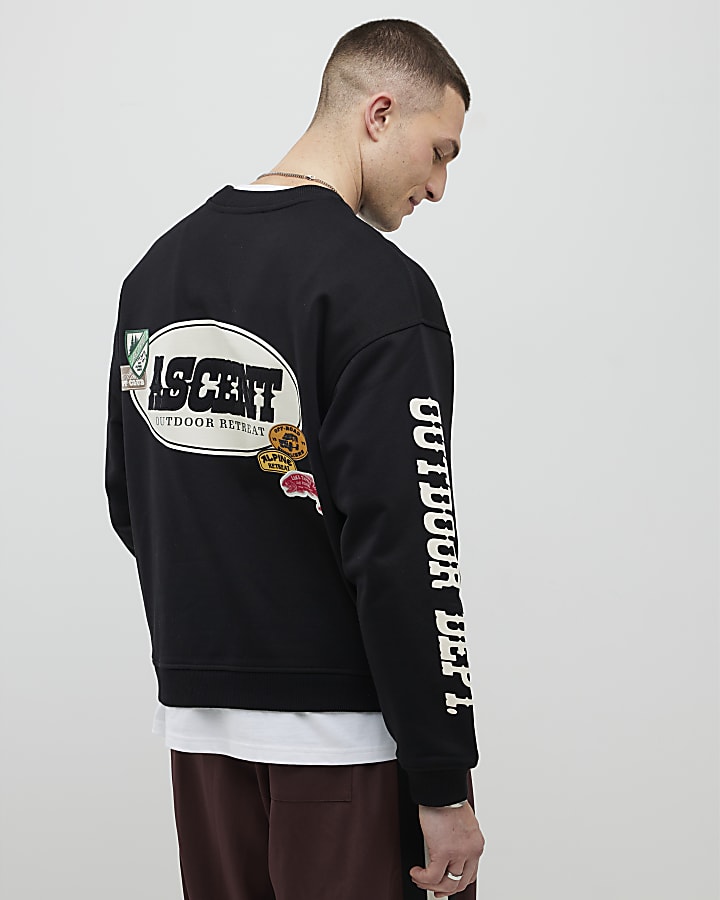 Black Oversized Fit Alpine Badging Sweatshirt