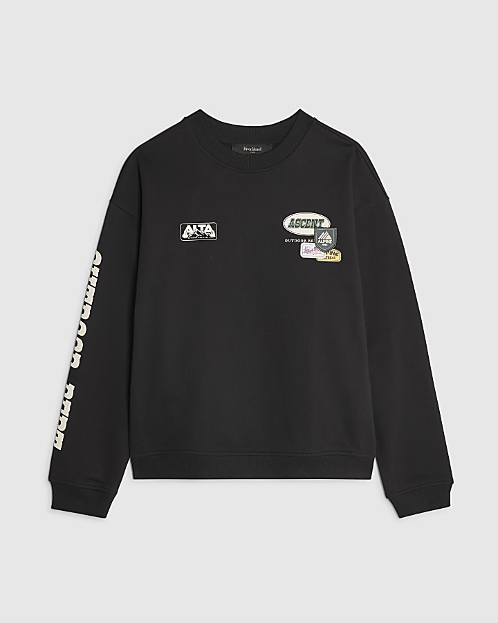 Black Oversized Fit Alpine Badging Sweatshirt