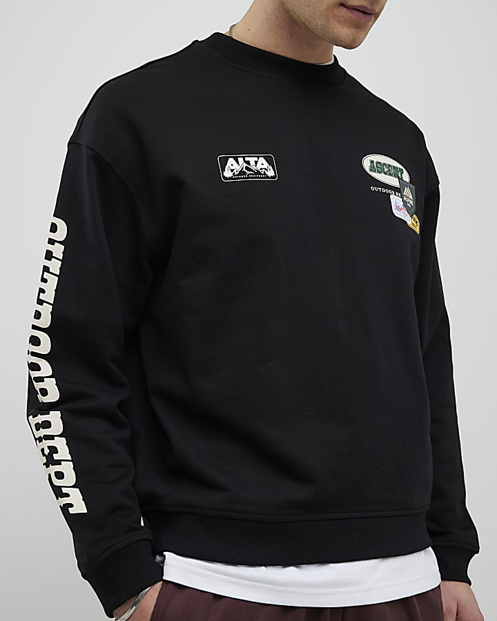 Black Oversized Fit Alpine Badging Sweatshirt