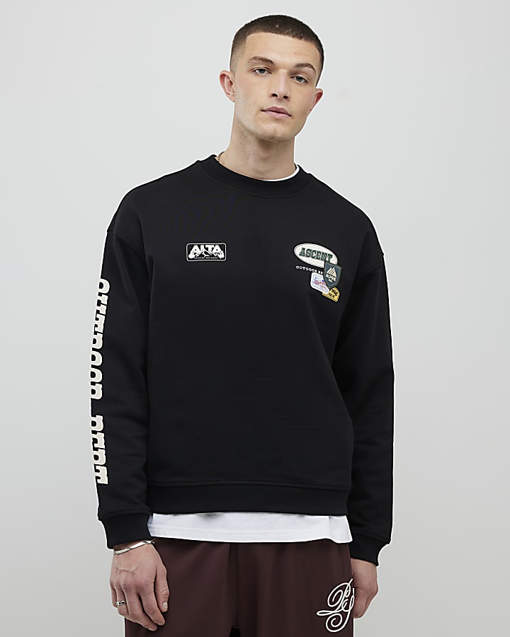 Black Oversized Fit Alpine Badging Sweatshirt