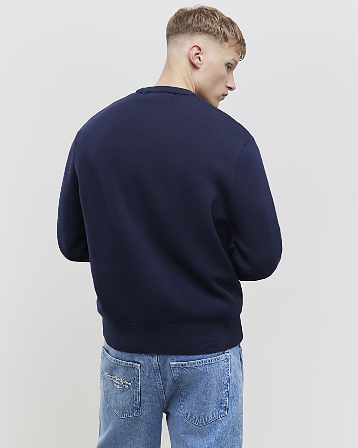 Navy Regular Fit AR Knitted Sweatshirt