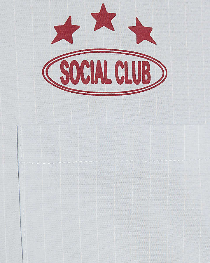 Blue Regular Fit Graphic Striped Shirt