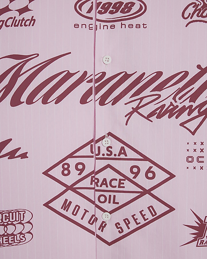 Pink Regular Fit Graphic Striped Shirt