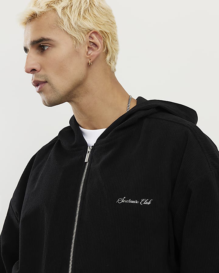 Black Sanctuaire Corduroy Zip Through Hoodie