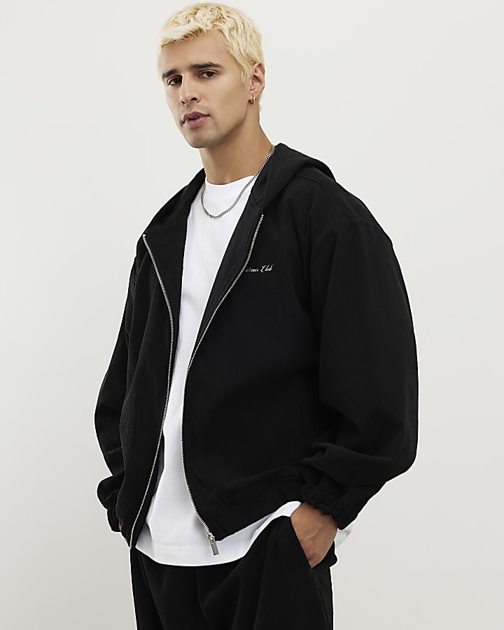 Black Sanctuaire Corduroy Zip Through Hoodie