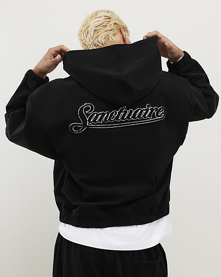 Black Sanctuaire Corduroy Zip Through Hoodie