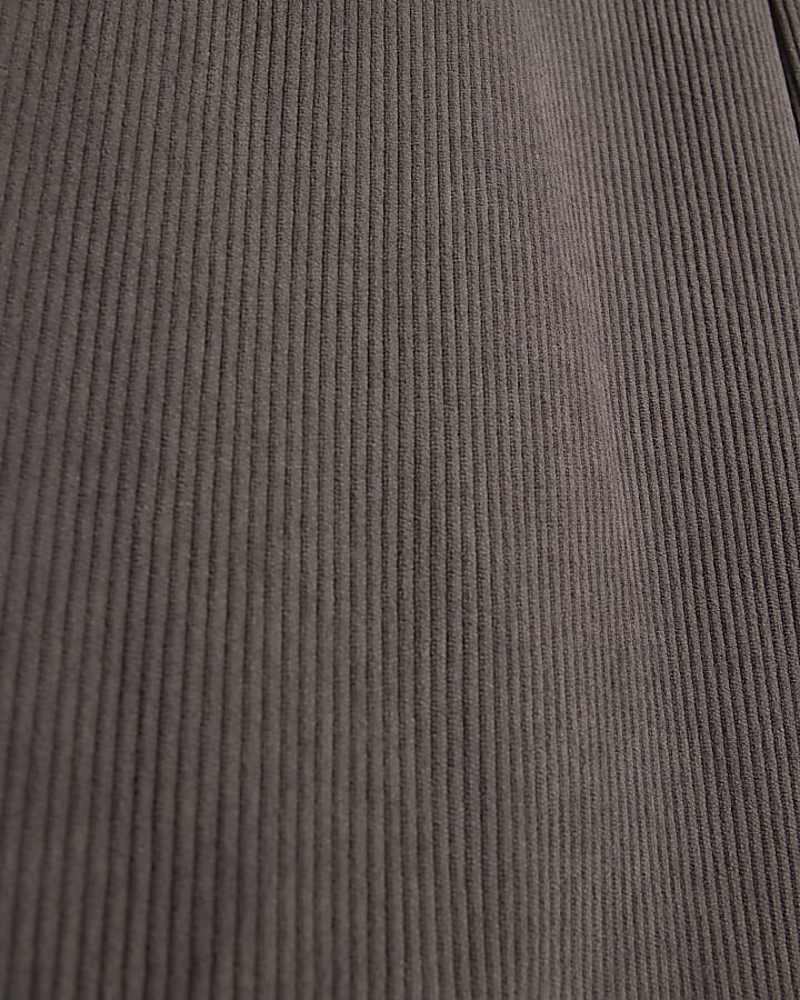 Grey Wide Leg Corduroy Joggers