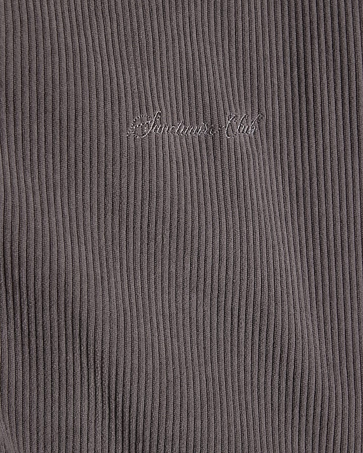 Grey Sanctuaire Corduroy Zip Through Hoodie