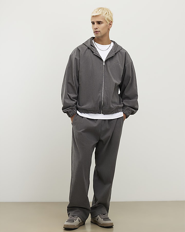 Grey Sanctuaire Corduroy Zip Through Hoodie