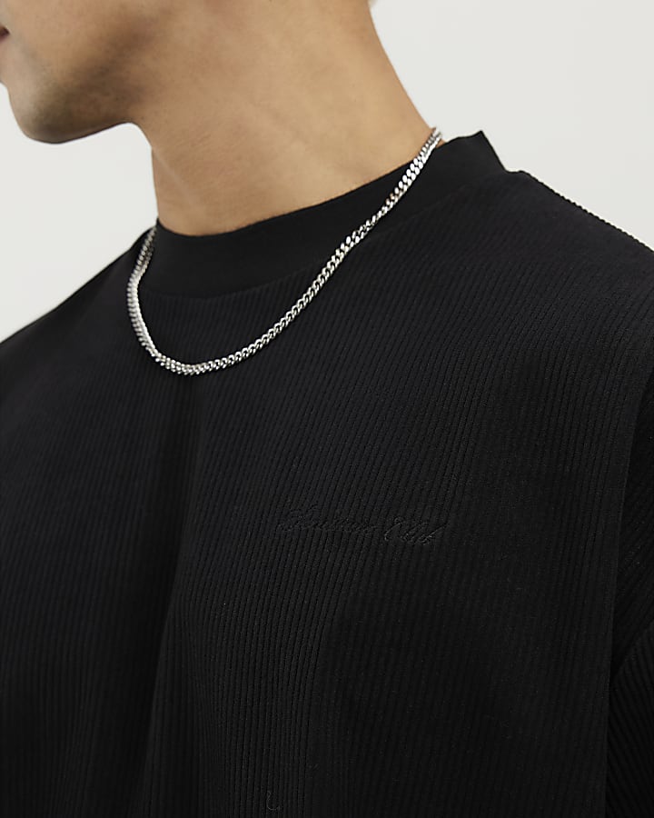 Black Regular Fit Sanctuaire Corduroy T-Shirt