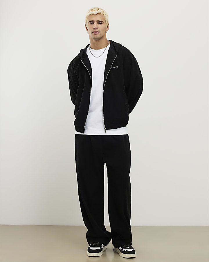 Black Wide Leg Corduroy Joggers