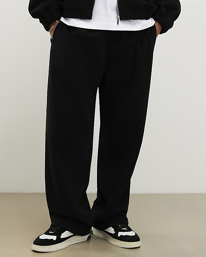 Black Wide Leg Corduroy Joggers