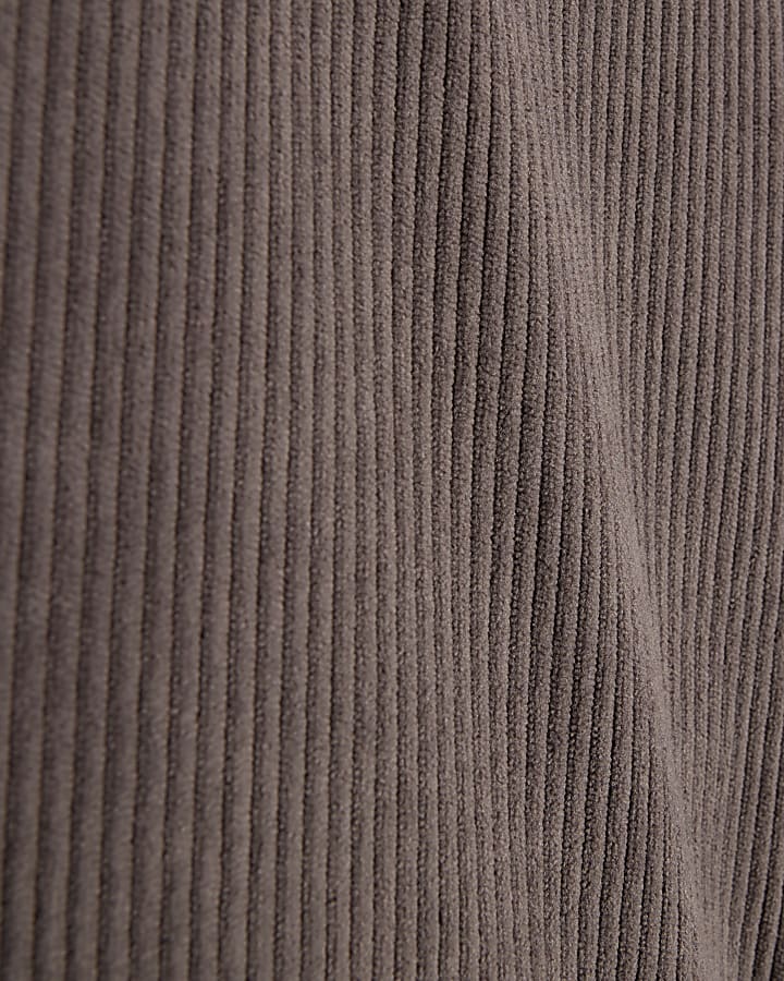 Grey Regular Fit Corduroy Funnel Sweatshirt