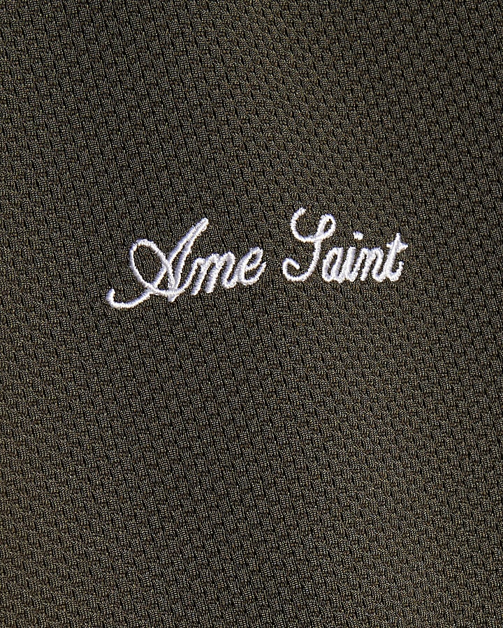 Khaki Slim Fit Textured Ame Saint T-Shirt
