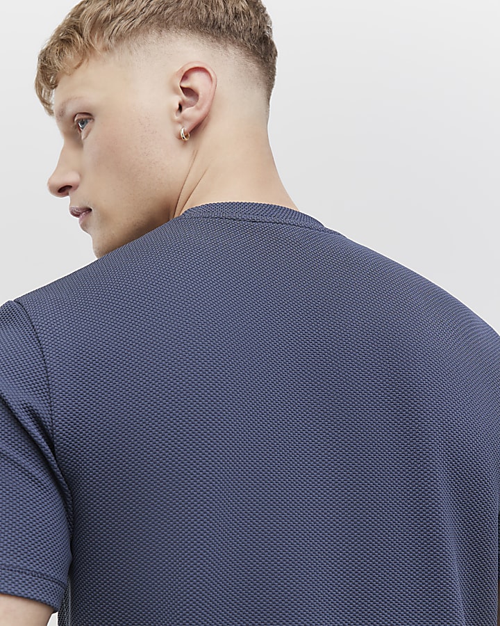 Grey Slim Fit Textured Ame Saint T-Shirt