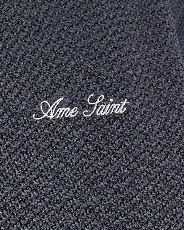 Grey Slim Fit Textured Ame Saint T-Shirt