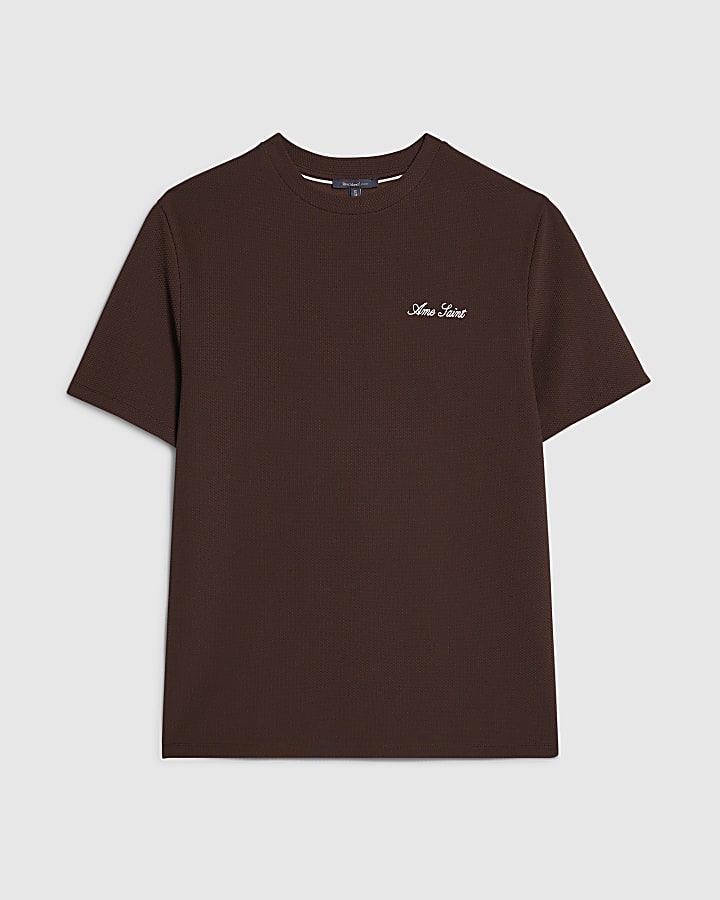 Brown Slim Fit Slinky Ame Saint T-Shirt