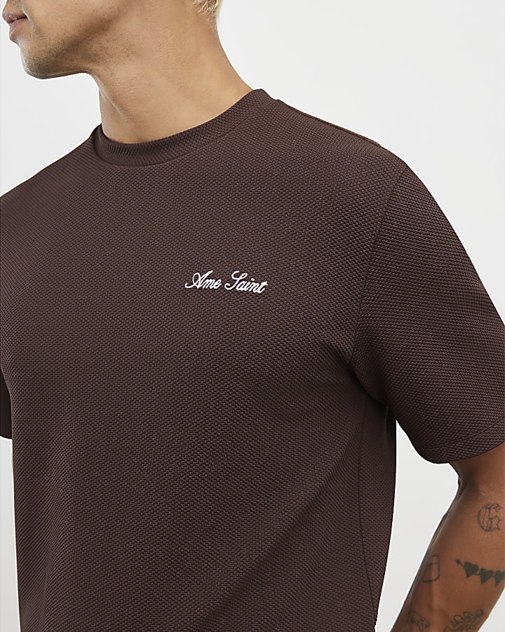 Brown Slim Fit Slinky Ame Saint T-Shirt