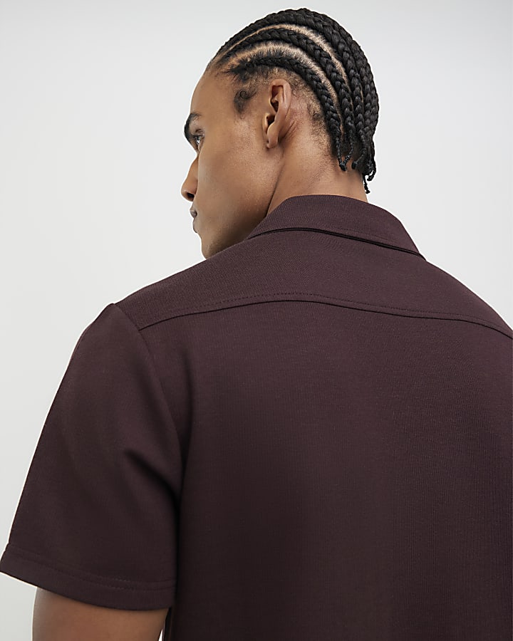 Red Muscle Fit Ring Snap Shirt