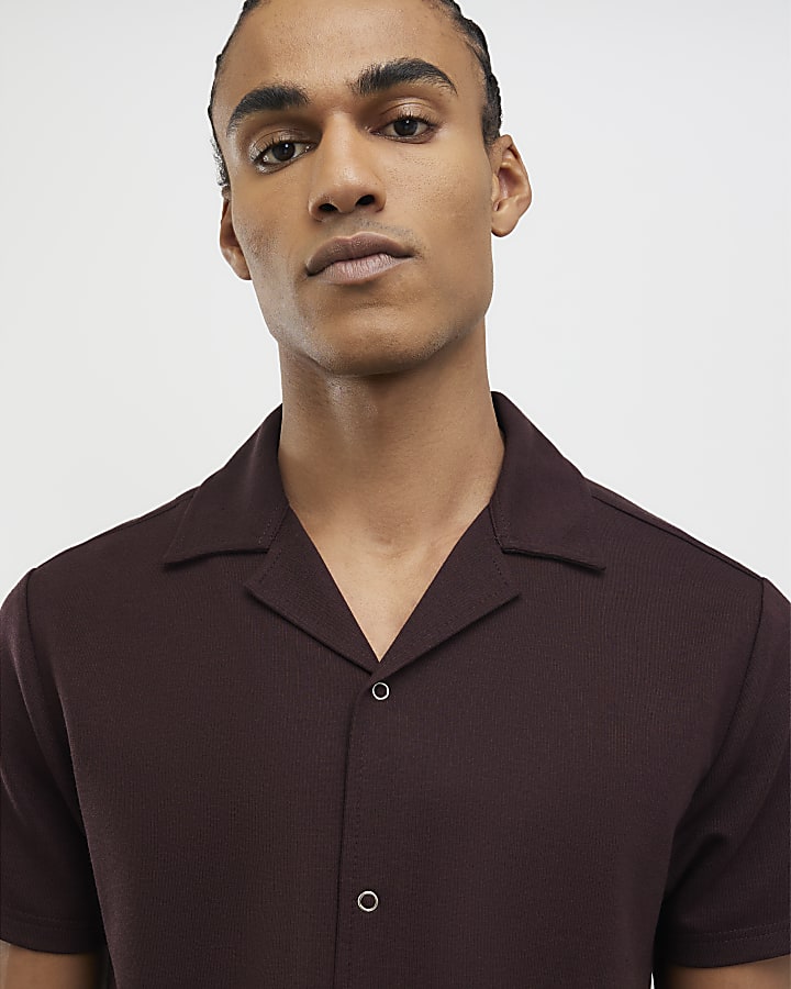 Red Muscle Fit Ring Snap Shirt