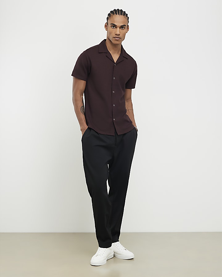 Red Muscle Fit Ring Snap Shirt