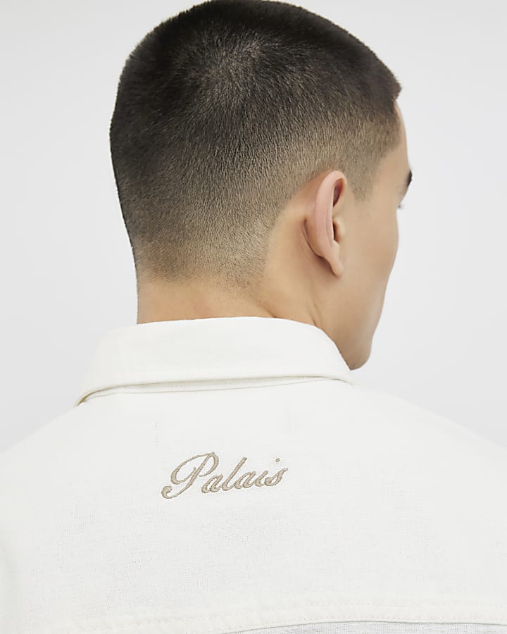 Cream Regular Fit Linen Blend Overshirt