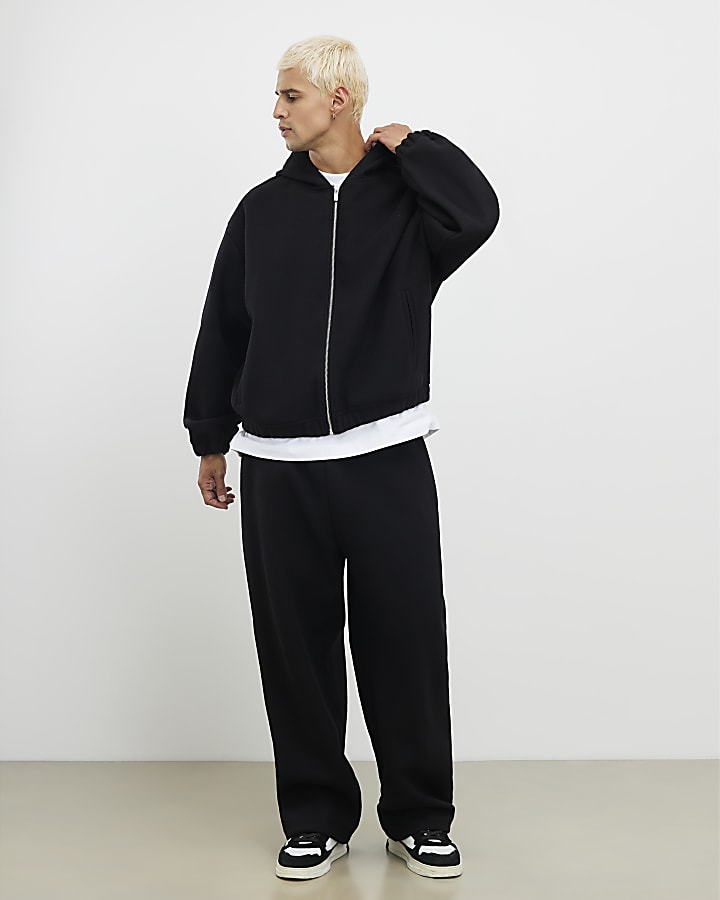 Black Oversized Fit Sanctuaire Felt Hoodie