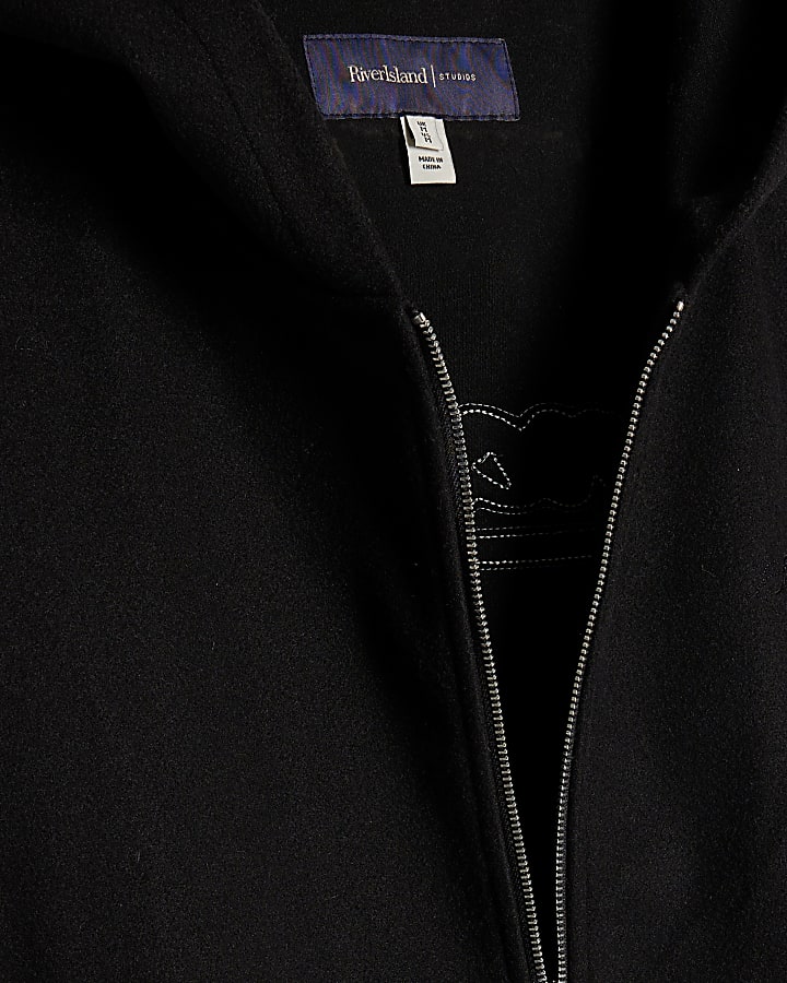 Black Oversized Fit Sanctuaire Felt Hoodie