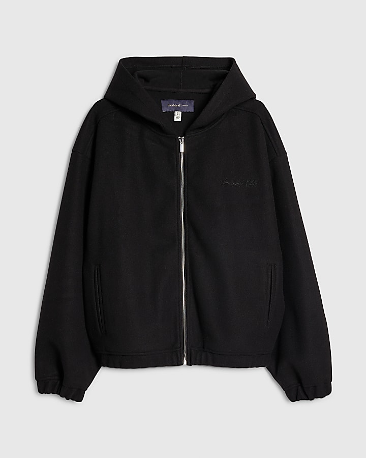 Black Oversized Fit Sanctuaire Felt Hoodie