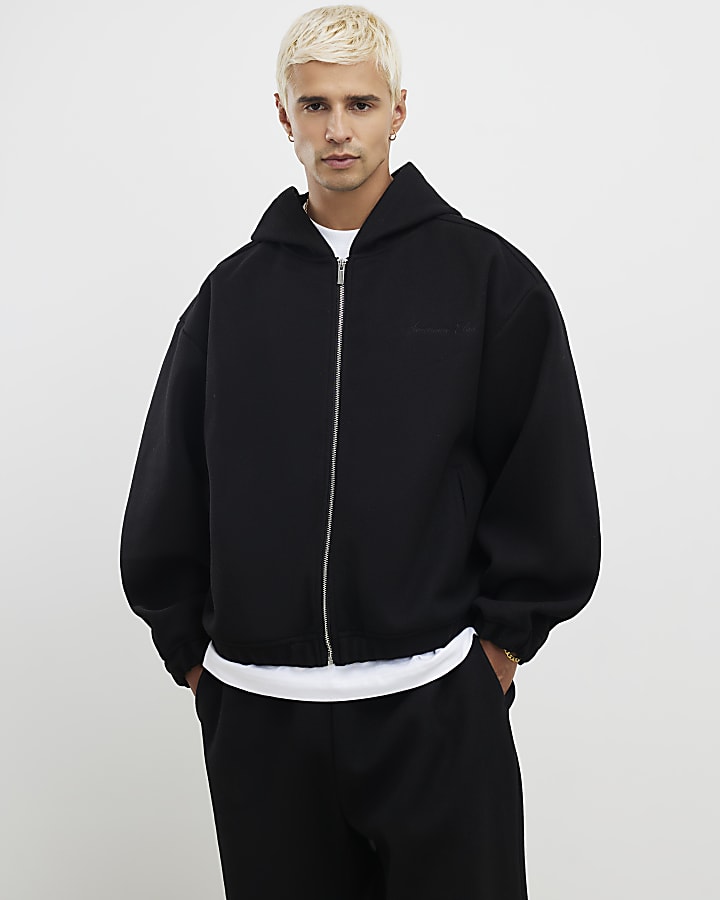 Black Oversized Fit Sanctuaire Felt Hoodie