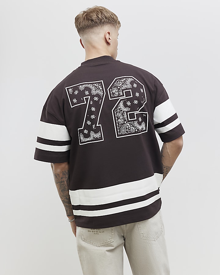 Brown Oversized Fit Bandana 72 Sports T-Shirt