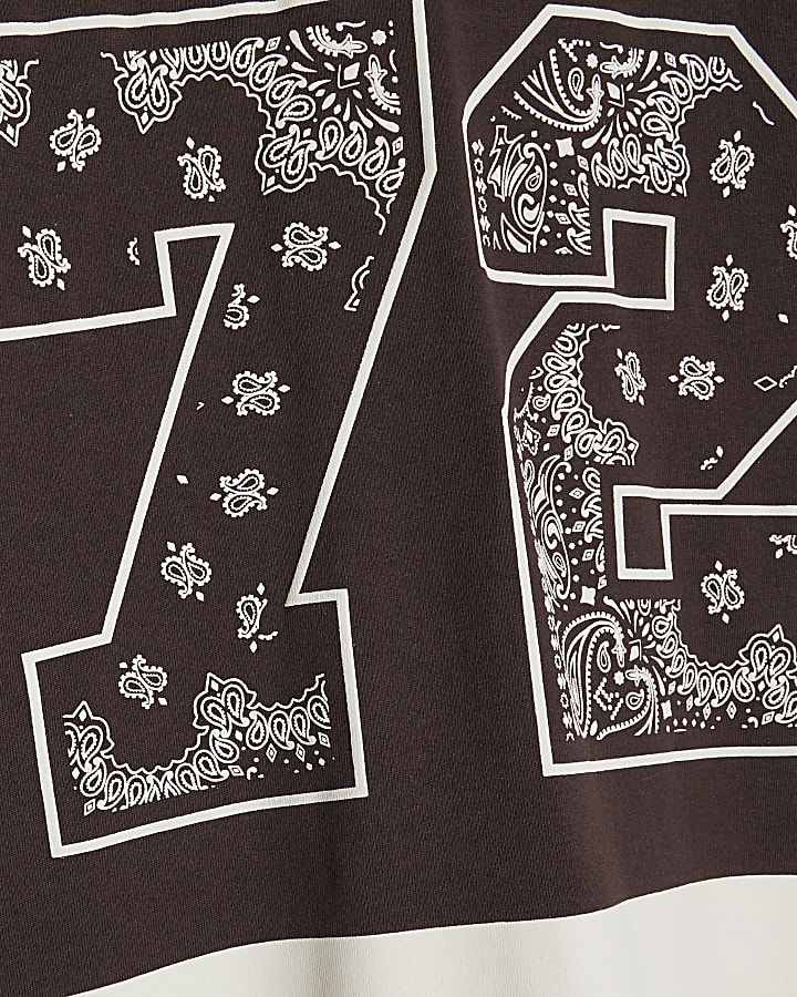 Brown Oversized Fit Bandana 72 Sports T-Shirt