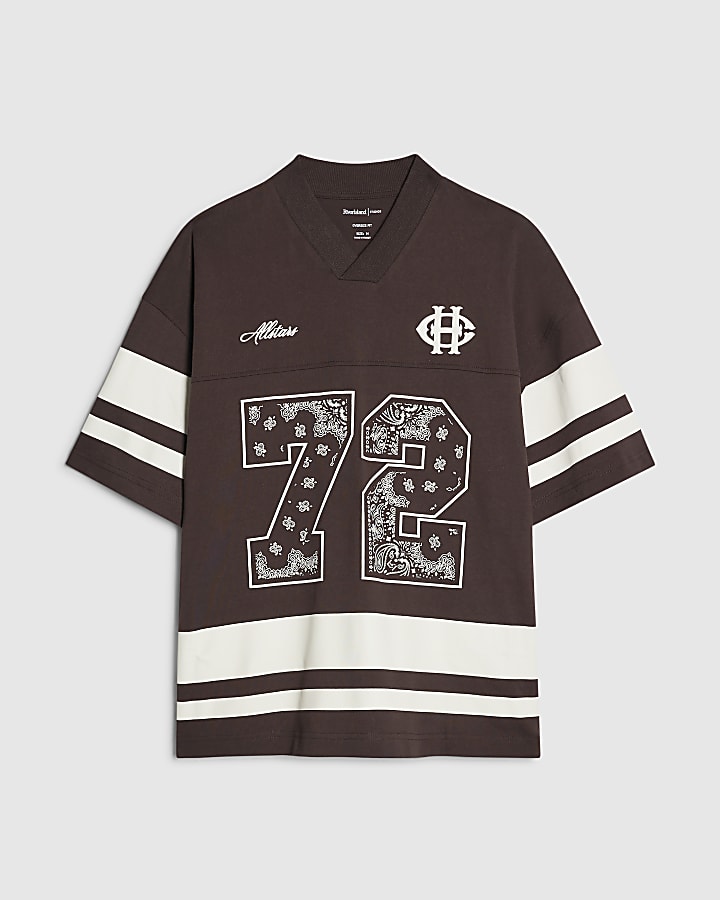 Brown Oversized Fit Bandana 72 Sports T-Shirt