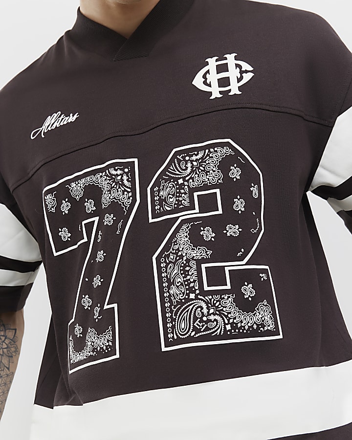 Brown Oversized Fit Bandana 72 Sports T-Shirt