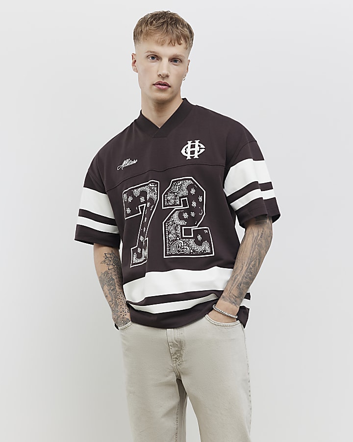 Brown Oversized Fit Bandana 72 Sports T-Shirt