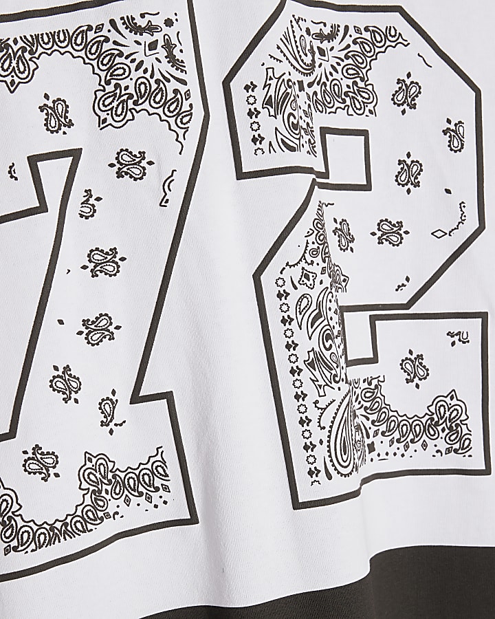 White Oversized Fit 72 Bandana Sports T-Shirt