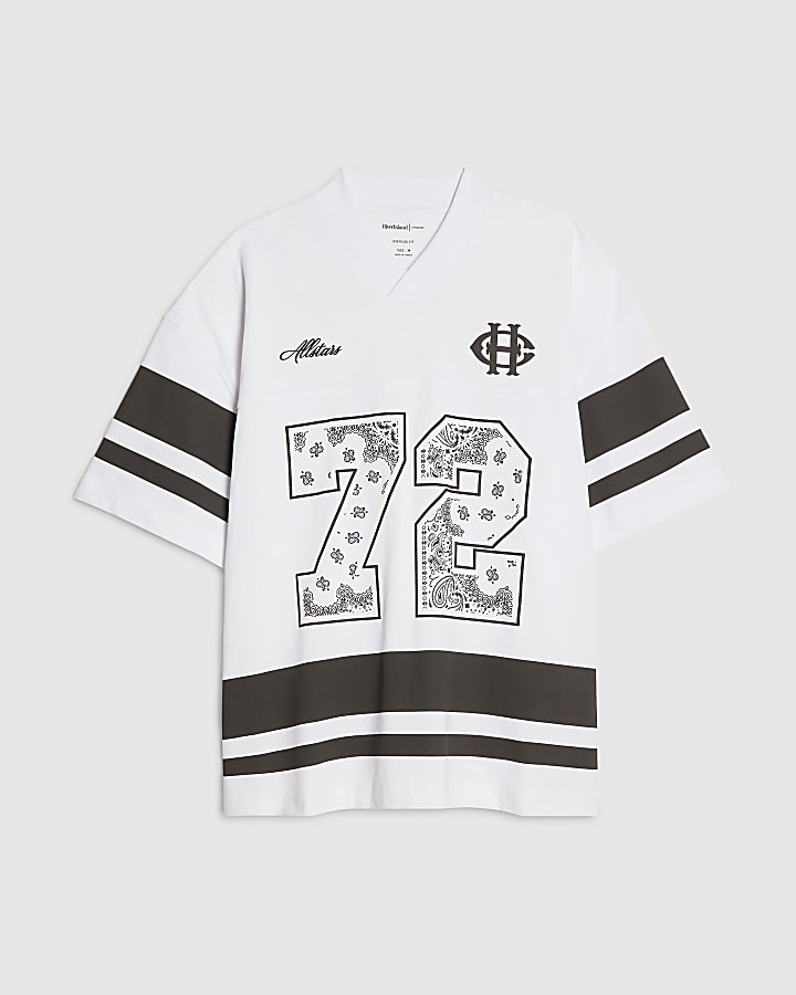 White Oversized Fit 72 Bandana Sports T-Shirt