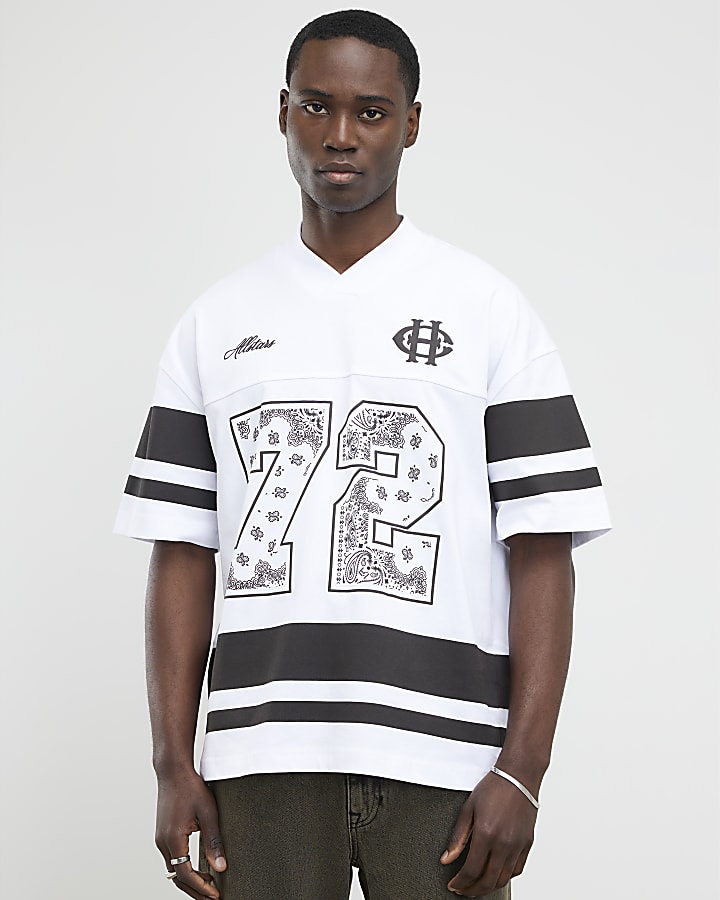 White Oversized Fit 72 Bandana Sports T-Shirt