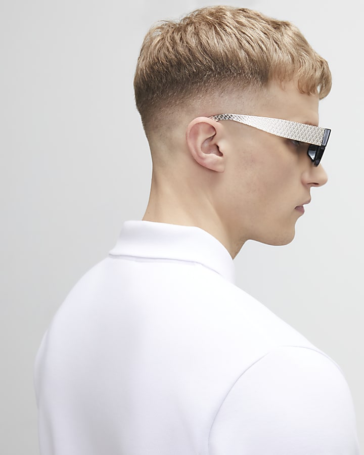 White Slim Fit Stripe Polo Shirt