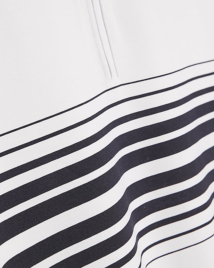 White Slim Fit Stripe Polo Shirt