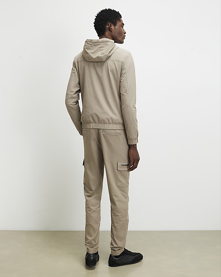 Beige Skinny Fit Cargo Trousers