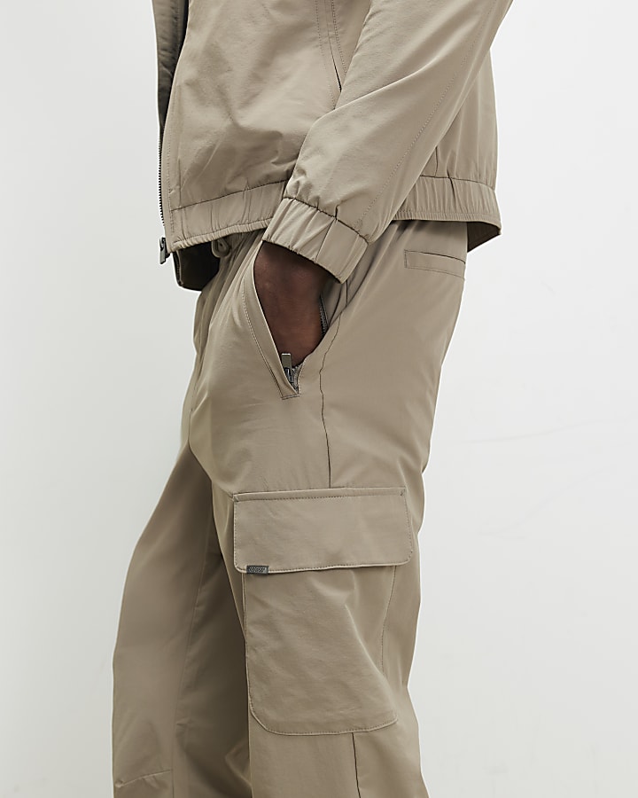 Beige Skinny Fit Cargo Trousers