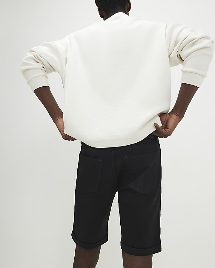 Black Skinny Fit Denim Shorts